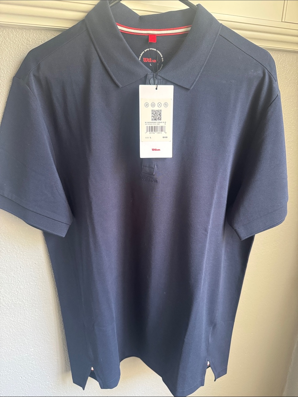 Wilson Men's Navy Polo with Red Trim Detail